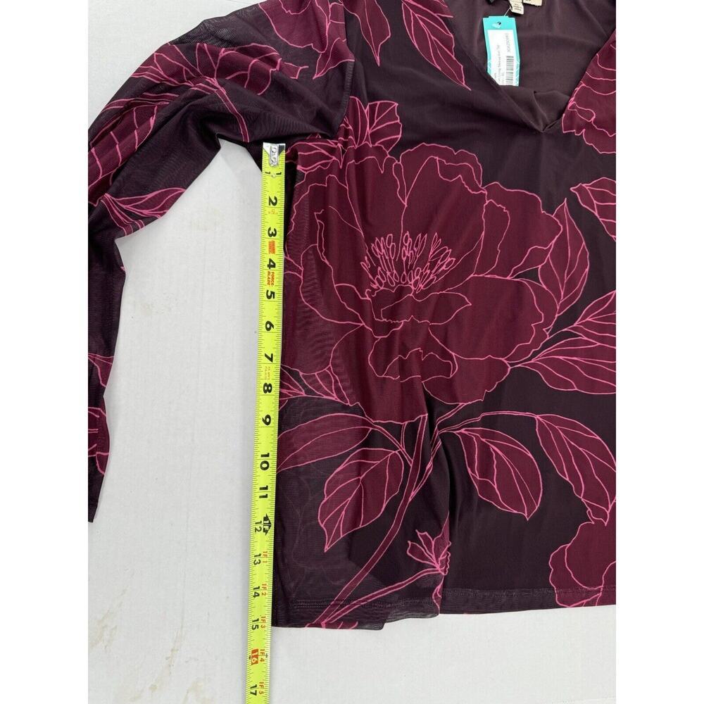 Les Serein Shirt Top Women’s Size XL Mesh Floral Y2K Long Sleeve Graphic 90’s - Picture 12 of 14